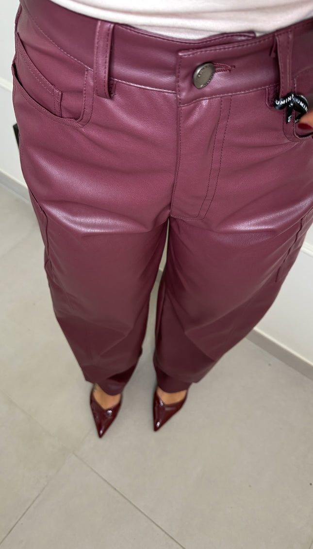Pantalone Lumina Ecopelle Bordeaux