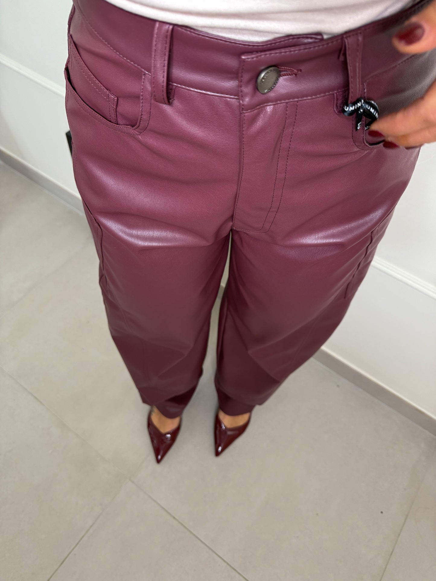 Pantalone Lumina Ecopelle Bordeaux