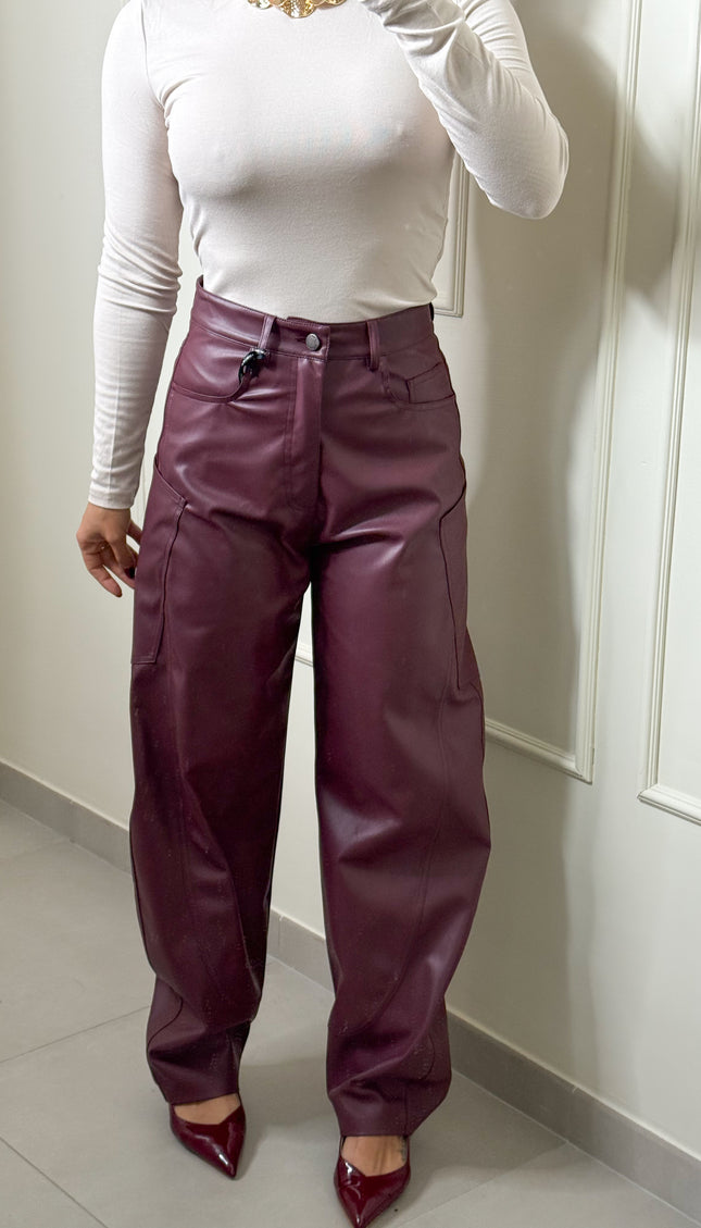 Pantalone Lumina Ecopelle Bordeaux