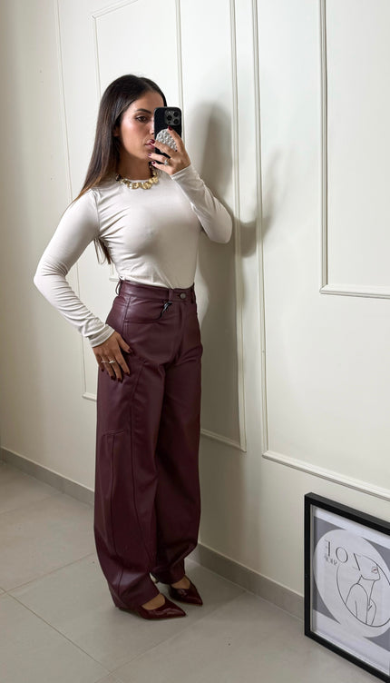 Pantalone Lumina Ecopelle Bordeaux